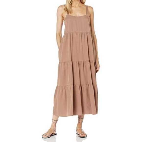 The Drop Womens Britt Tiered Dress, Brown, NWT - Picture 1 of 8